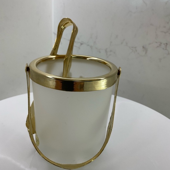 Vintage 1960’s frosted glass personal ice bucket with tongs - Picture 4 of 13